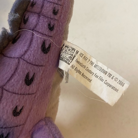 Ice Age 2 The Meltdown Cretaceous Dinosaur Nanco Purple Plush Doll 2006 RARE - Picture 6 of 9